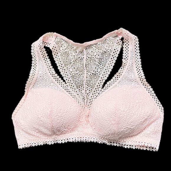 Victoria’s Secret lightly padded Lace Wireless bralette bra pink Medium - Picture 2 of 3